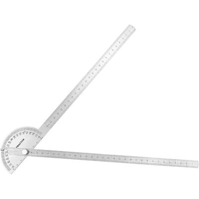 Aougo - 0-180 Grad Winkelmesser mit rundem Kopf, multifunktionaler Winkelmesser aus Edelstahl, Image