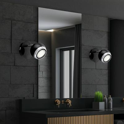 Globo - Wandlampe Metall Chrom Wandspot verstellbar led Strahler, beweglicher Spot, schwarz ring Image
