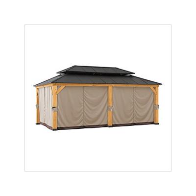 Sunjoy Group Replacement Privacy Curtains for 12 x 20 Hardtop Gazebos (Beige/Brown)