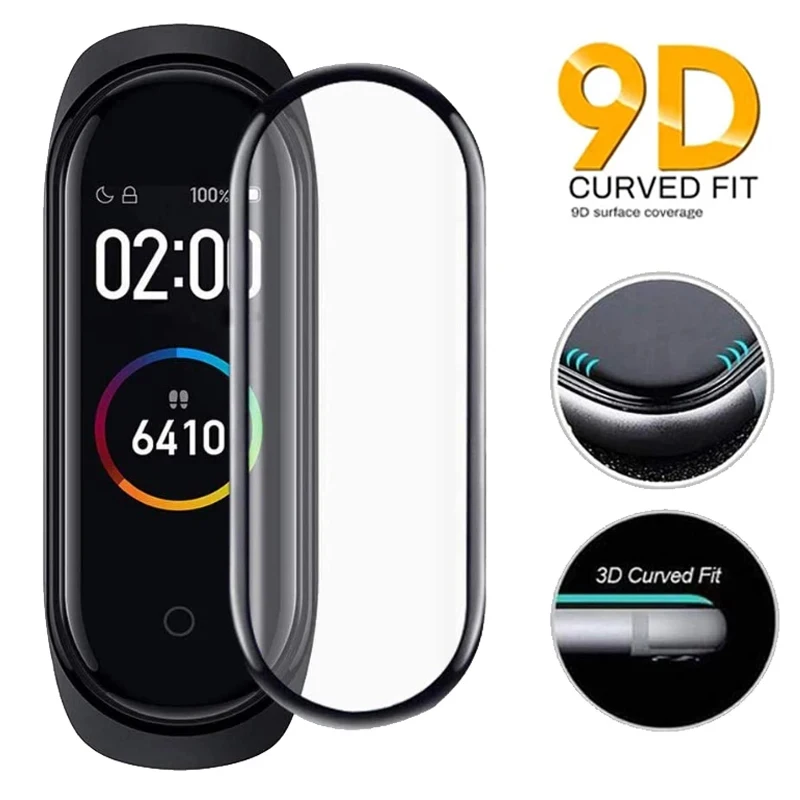 9D Curved Tempered Soft Glass Protective Film For Xiaomi Band 8 7 Pro TPU Hydrogel Film For Mi Band 3 4 5 6 7 8 Screen Protector Image