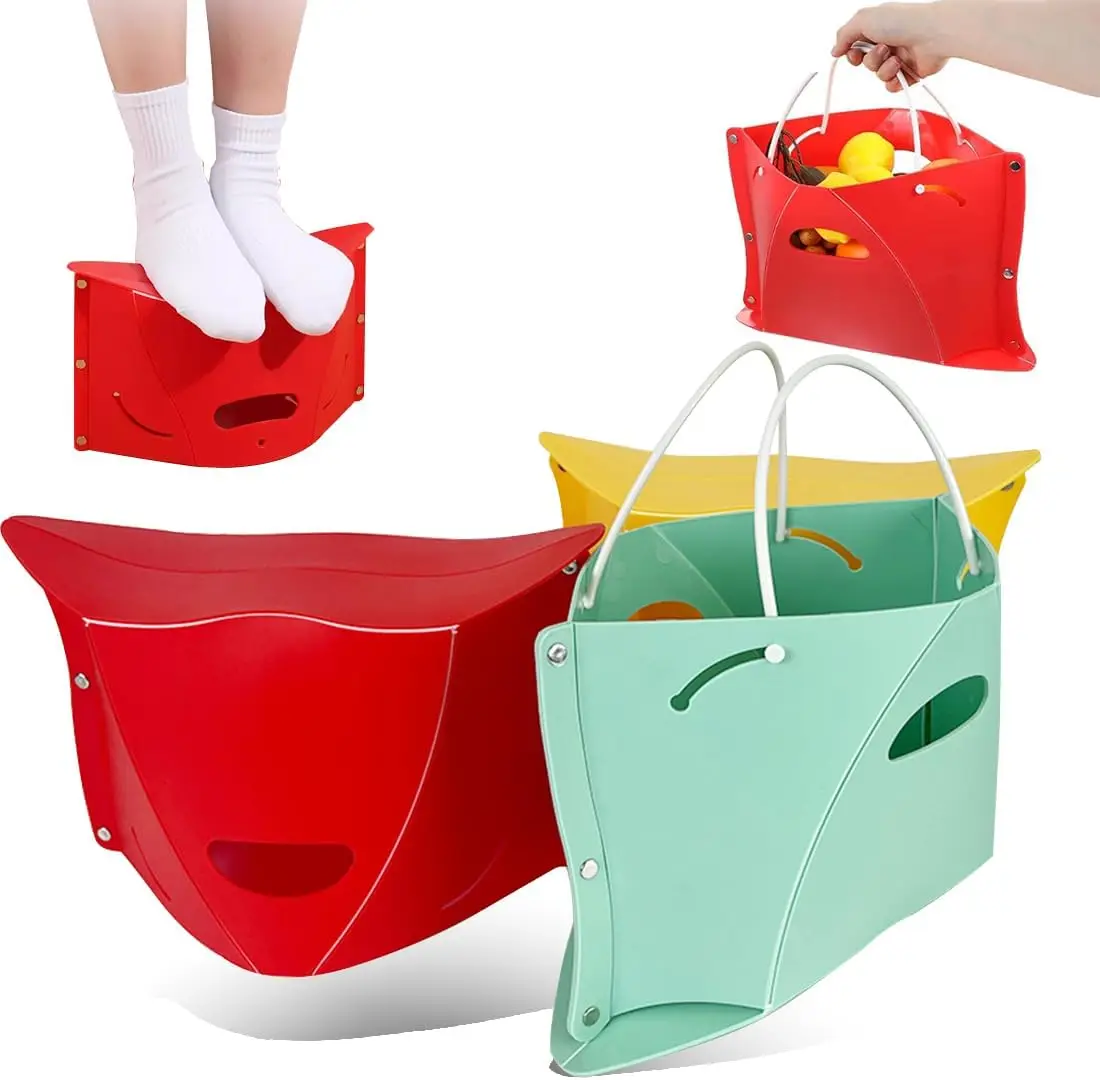 Tragbarer Klapphocker mit Griff, Aufbewahrungstasche, Toilette, Fußstütze, Outdoor-Campingstuhl, kompakter Reise-Klappsitz für Badezimmer