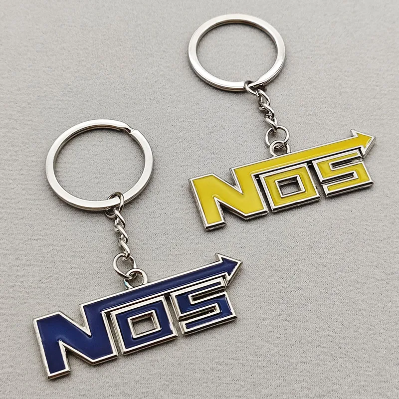 3D Metall Auto Schlüsselanhänger Logo NOS Schlüsselanhänger JDM Racing Modifikation Stil Frauen Männer Bestes Geschenk für NOS Schlüsselanhänger Autozubehör Image