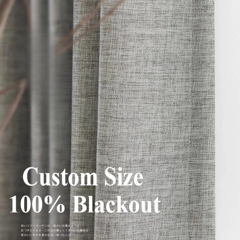 Benutzerdefinierte Größe!! Doppelseitige Leinenstruktur, 100 % Verdunkelungsvorhänge für Wohnzimmer, Esszimmer, Schlafzimmer, luxuriöse Fensterdekoration, weißer Tüll Image