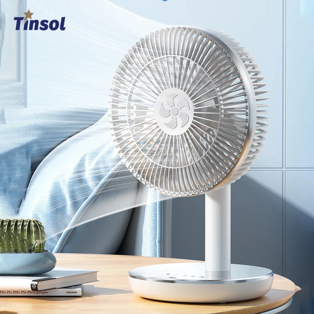 TINSOL 7200 mAh tragbarer Desktop-Ventilator für Zuhause, Büro, Schlafsaal, USB wiederaufladbar, kleiner Ventilator, Luftzirkulation, hohe Windkraft, Schreibtischventilator Image