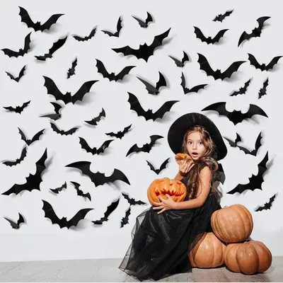 Halloween Dekoration liefert schwarze Fledermaus Aufkleber 3d drei dimensionale Fledermaus Aufkleber Party Dekoration Aufkleber Fledermaus Image