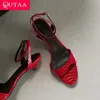 QUTAA 2025 Sexy Pumps Frauen High Heels Sandalen Offene spitze Pumps Schuhe Party Kuh Leder Hochzeit Schuhe Kleid Größe 34-43