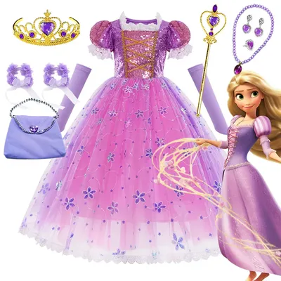 Disney Carnival Apparel Tangled Inspired Princess Rapunzel Dress up Kostüm Rollenspiel Image