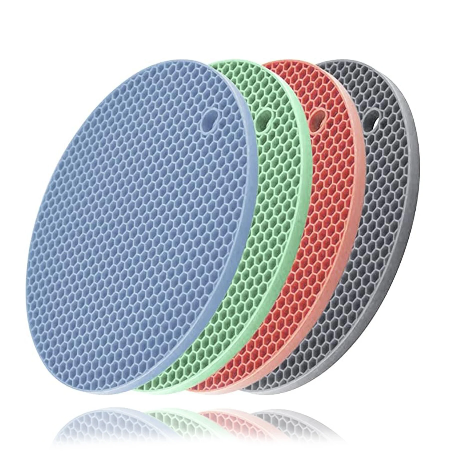 14 cm runder Silikon-Untersetzer-Topfhalter – hitzebeständige Matte für Hot Pots, Pfannen, Glasöffner, zufällige Farbe Image