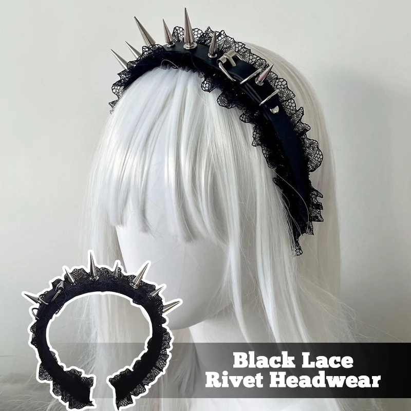 1 stücke Mode Punk Goth Headwear Frauen Stirnband Mädchen Nieten Haar Bands Cosplay Kopfschmuck Silber Goldene Haar Zubehör Image