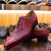 Luxuriöse Herren-Oxford-Schuhe aus echtem Leder, handgefertigt, für Büro, Hochzeit, Mesh, spitze Zehen, Schnür-Oxford-Schuhe, formelle Herrenschuhe