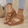 Chaussures d'été pour femmes, sandales à bout ouvert, chaussures de marche souples pour dames, chaussures à semelles compensées, sandales de fête pour femmes