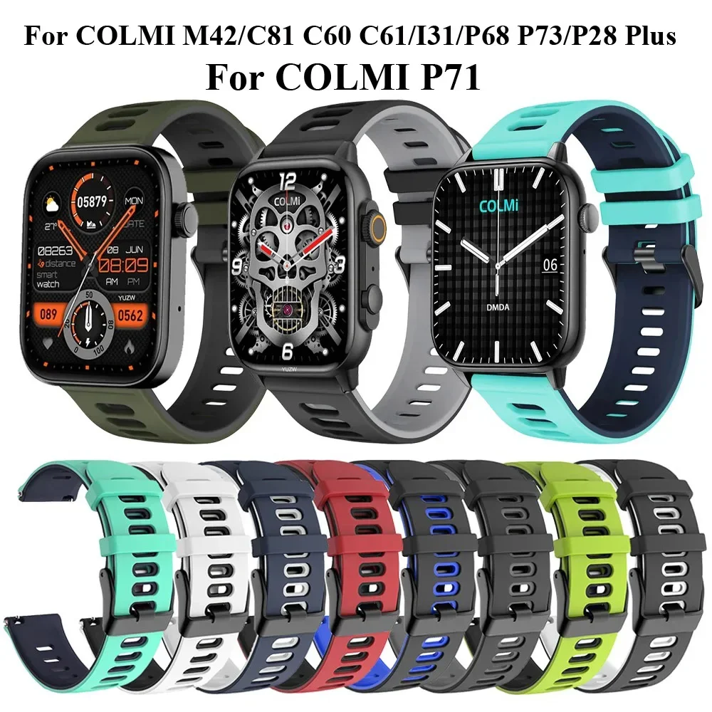 20mm 22mm Armband Für COLMI P71 Band Silikon Armband Für COLMI M42/C81 C60 C61/I31/P68 P73/P28 Plus Armbänder Zubehör Image