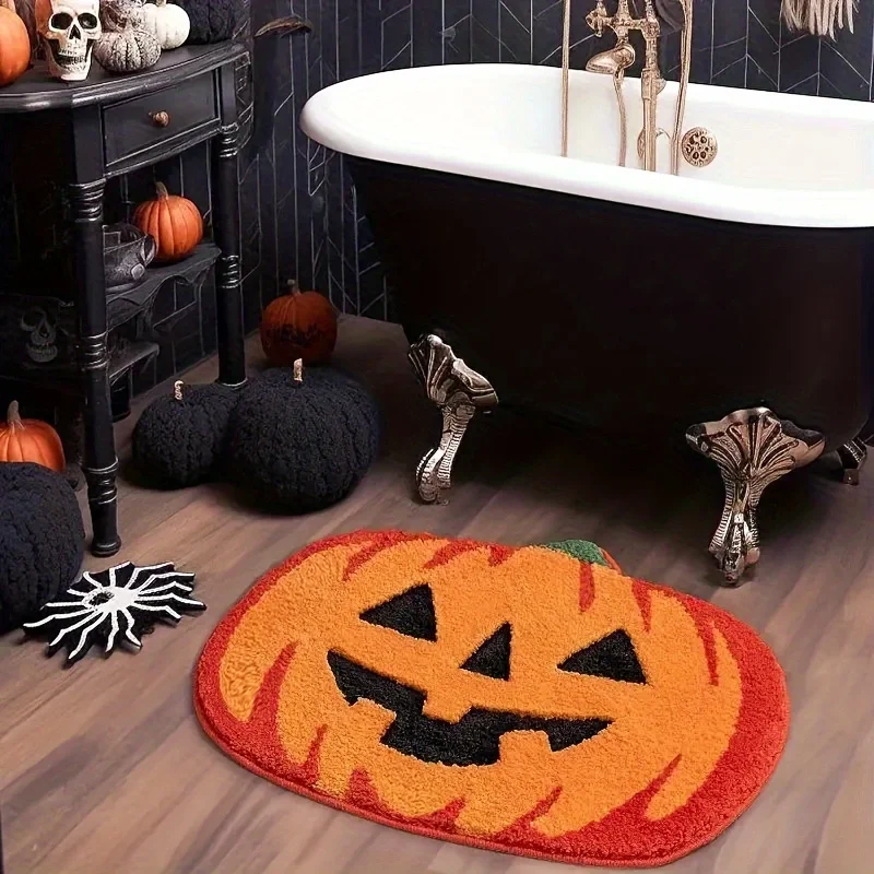 Halloween Imitation Kaschmir Boden matte Badezimmer Dekoration Herbst Kürbis Bad Teppich Anti-Rutsch und Saugfähig Image