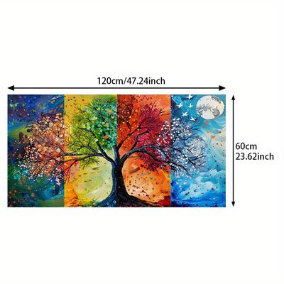 TEMU 1pc Abstract Tree Canvas Wall Art, Modern Media Painting For Living Room Bedroom Decor, 23.62x47.24 Inches, Room Decor Image