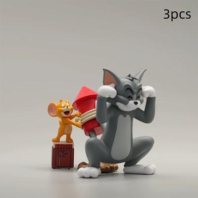 TEMU 3pcs Set Of Character Figure Ornaments Tom Firework Ornaments Suitable For Office Desk Ornaments Car Ornaments Gifts For Fun Gifts Holiday Gifts