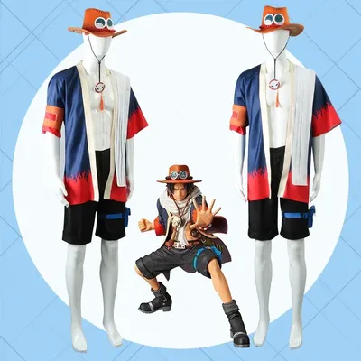 Anime Puma D. Ace Cosplay Kostüm Feuer Faust Ace Cosplay Kimono Anzug Hut Anime Rolle Spielen Kostüm Image