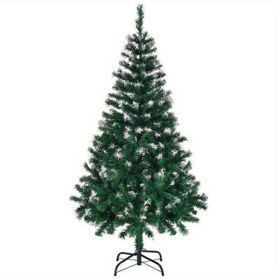 TEMU 4 Foot Snow Tipped Artificial Christmas Tree Unlit With 300 Branch Tips And Metal Stand For Office Decor Green Image