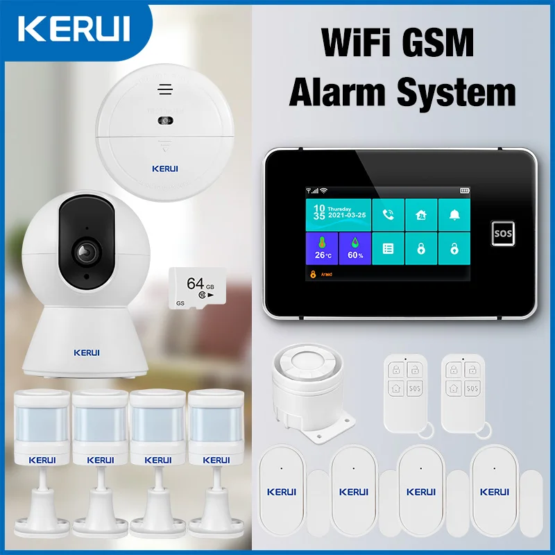 KERUI Home Alarm Kit Drahtloses WiFi/GSM-Alarmsystem für die Haussicherheit Tuya Smart/Smart Life App 4,3-Zoll-Touchscreen G60B Image