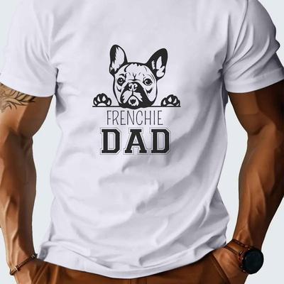 TEMU French Bulldog Spring And Summer Men's Short-sleeved T-shirts Printed Tops Summer T-shirts Image