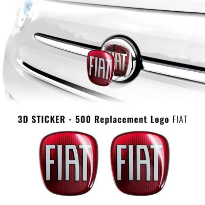 TEMU Fiat Adhesive 3d Logo Front + Rear Compatible With 500, Red Image