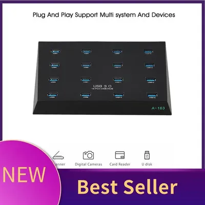 HFES A-163 25W Powered Super Data Speed 5Gbps 16 Ports USB3.0 Duplicator Hub USB Flash Driver Copier