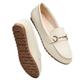 COOL COSER C Women's Wide Loafers Casual Slip on Flat Shoes Women's Comfort Penny Loafers with Arch Support Women Dressy Moccasins, Beige Pu, 4 UK Wide