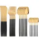 Set di stoviglie da 24 pezzi in acciaio inossidabile, posate a specchio dorato, coltello da cucina, forchetta, cucchiaio, ristorante, set di posate per matrimoni