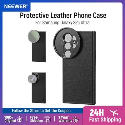 NEEWER S25 Ultra Case Protective Faux Leather Phone Case 17mm Lens Mounts & 67mm Filter Adapter For Samsung Galaxy S25 Ultra