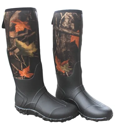 Neoprene Men's High Top Camouflage Hunting Boots Outdoor Deep Forest Rain Boots Wear-Resistant Waterproof Ice Fishing Boots
