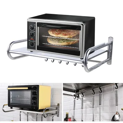 Microwave Stand, 2-Tier Adjustable Wall-Mounted, Stainless Steel, Ideal for Kitchen and Bathroom, Modern Design for Space Saving