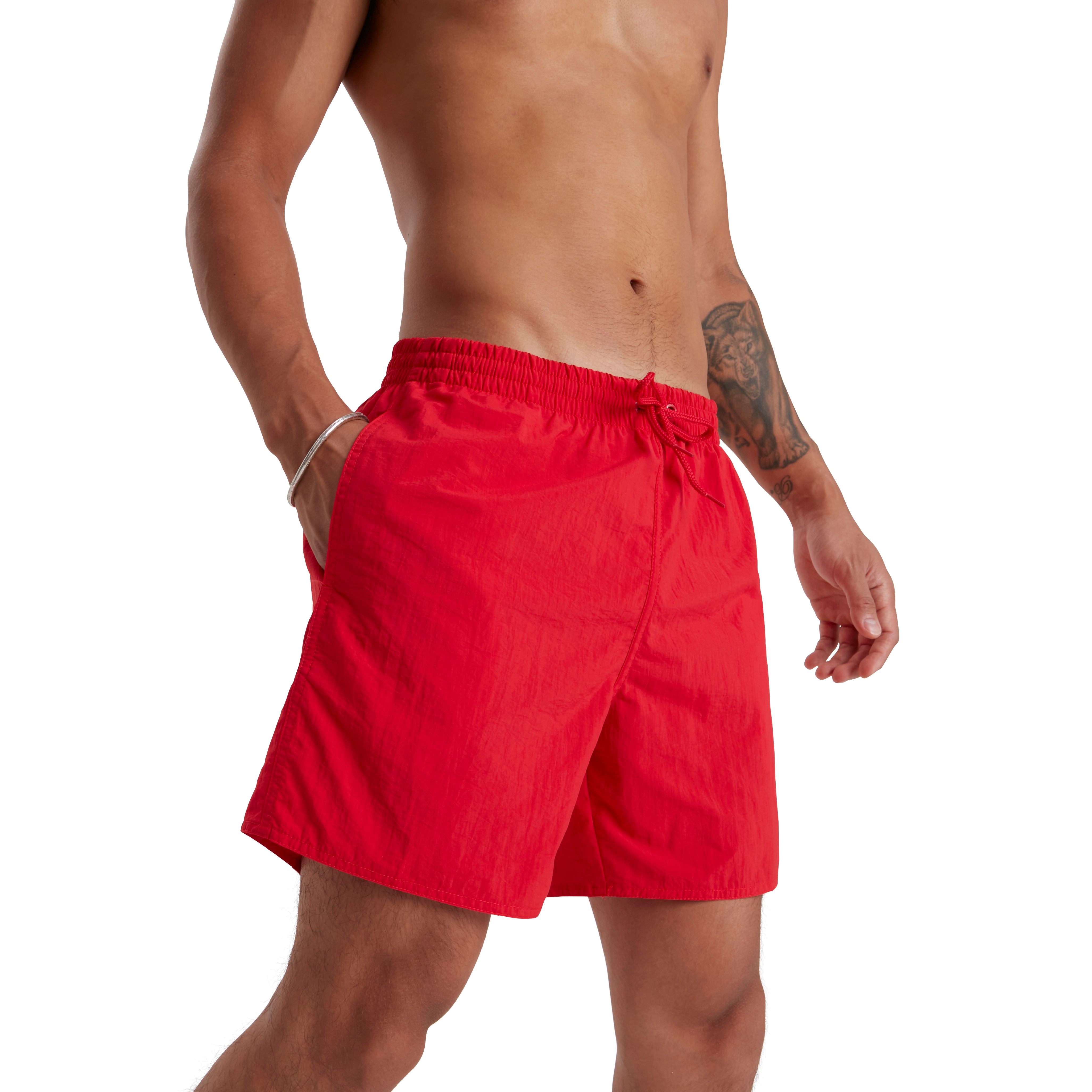 Badeshorts SPEEDO "Mens Essential 16" Watershort", Herren, Gr. M, N-Gr, rot, Obermaterial: 100% Polyamid. Futter: 100% Polyester, Badehosen Badeshorts, mit seitlichem Taschenentwässerungssystem
