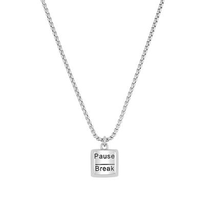 Kette mit Anhänger S.OLIVER "Pause/Break, 2039722", silber (edelstahlfarben), Halsketten, Jungen, Edelstahl, L: 43cm B: 1,9mm, B:1,9mm Image