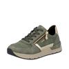 Sneaker RIEKER, Damen, Gr. 39, grün (oliv, goldfarben), Lederimitat, Textil, unifarben mit Farbeinsatz, sportlich, Schuhe, Freizeitschuh, Schnürschuh, Halbschuh mit modischen Akzenten, Topseller