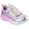 Sneaker SKECHERS "COSMIC GLOW LIGHTS", Kinder, Gr. 34, bunt (silberfarben, rosa), Textil, Lederimitat, kontrastfarbene Details, modisch, Schuhe, Klettschuh mit Glitzer, Größenschablone zum Download