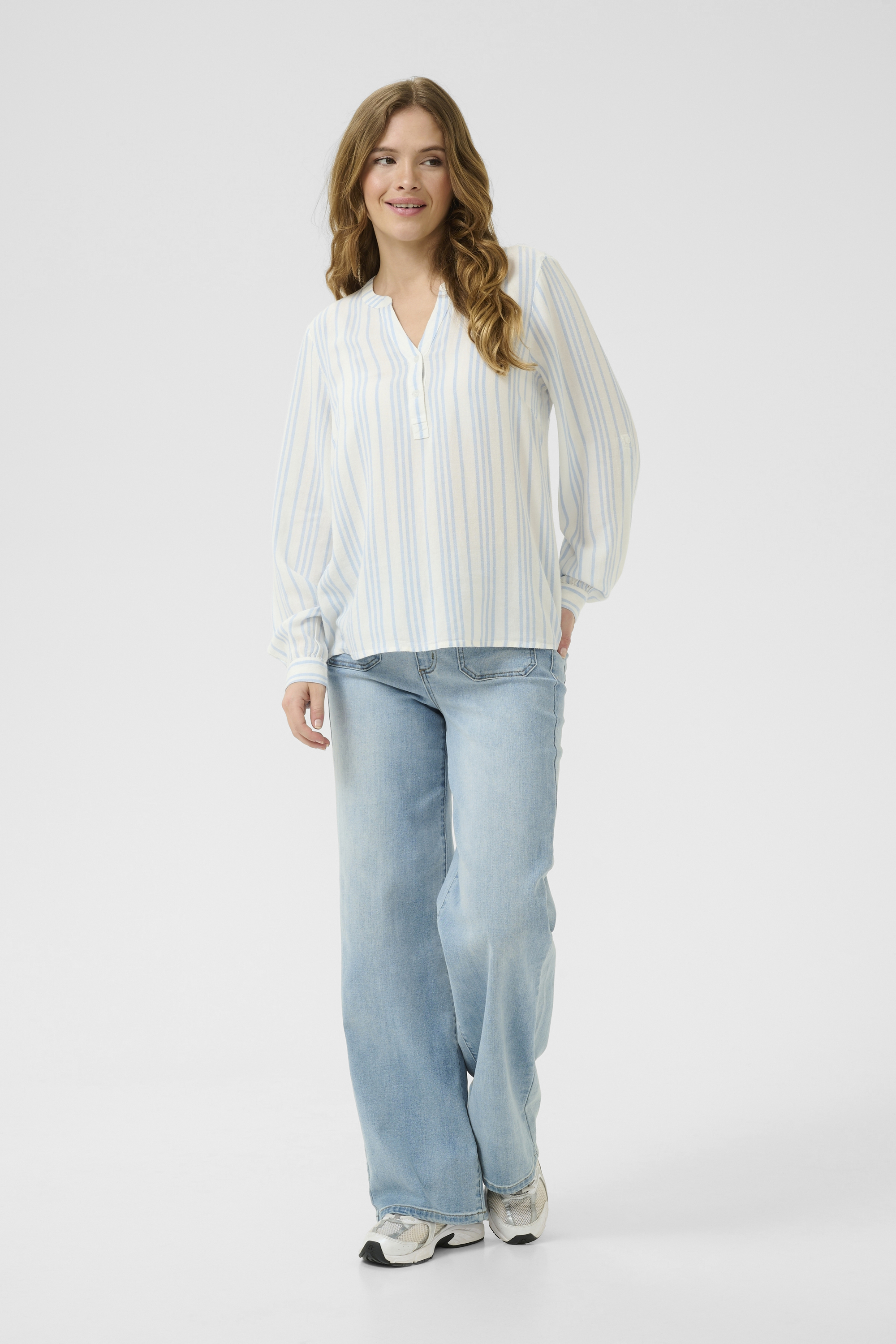 Langarm-Bluse Regular fit Chalk/Soft Chambray Stripe white blue Image