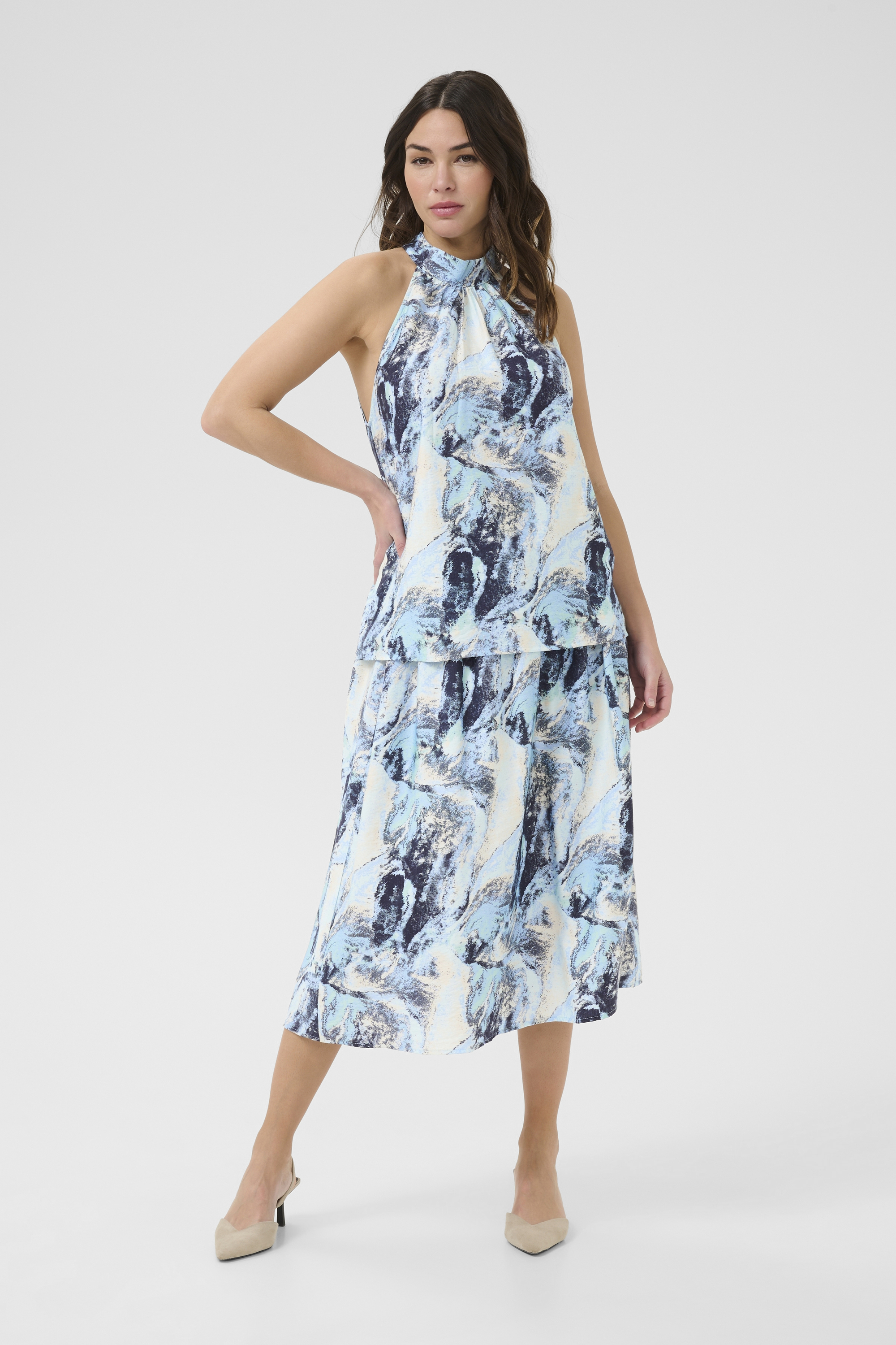 Ärmellose Bluse A-shape Blue Organic Print blue Image