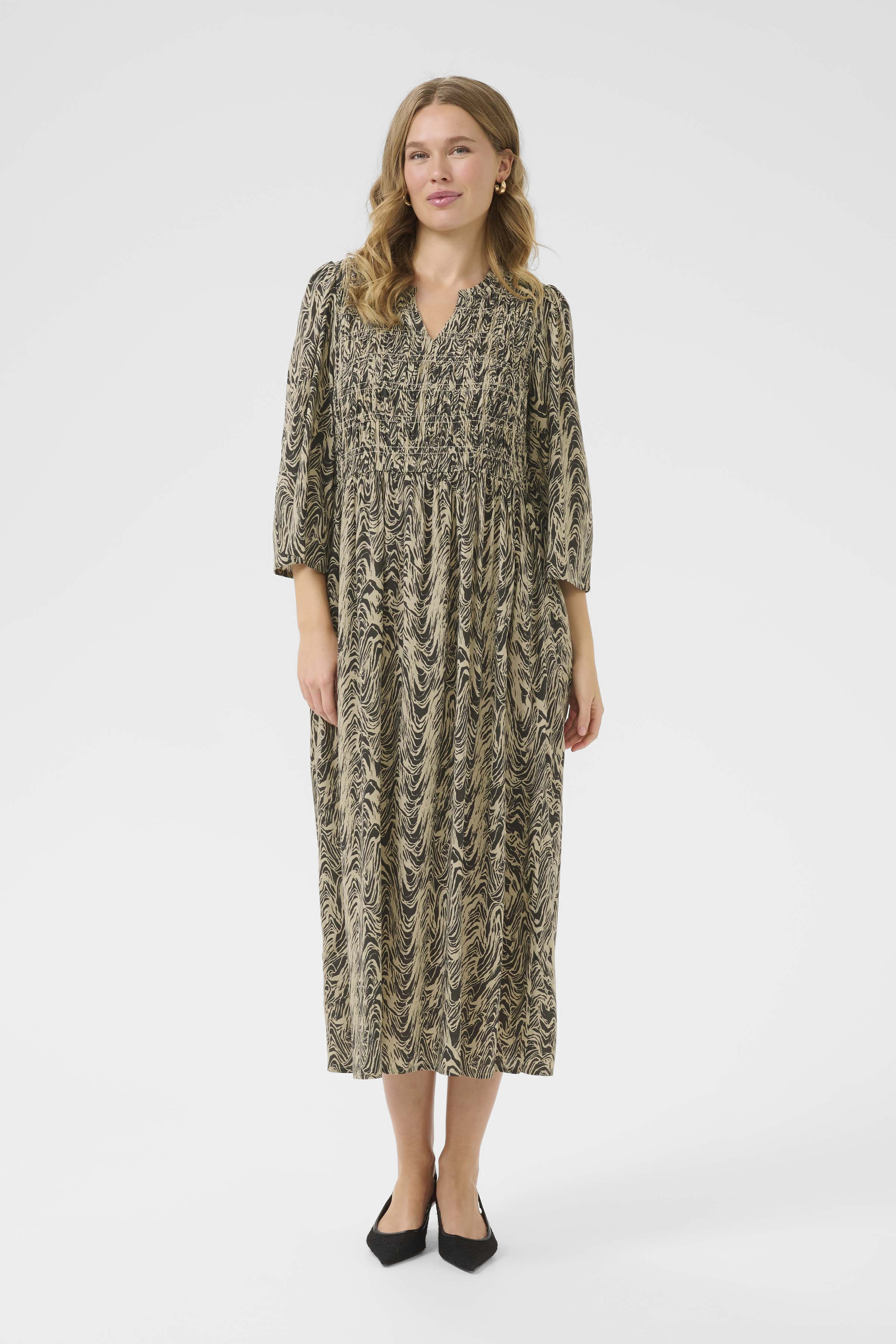 Kleid Regular fit Grey/Caramel Organic Print multicolour Image