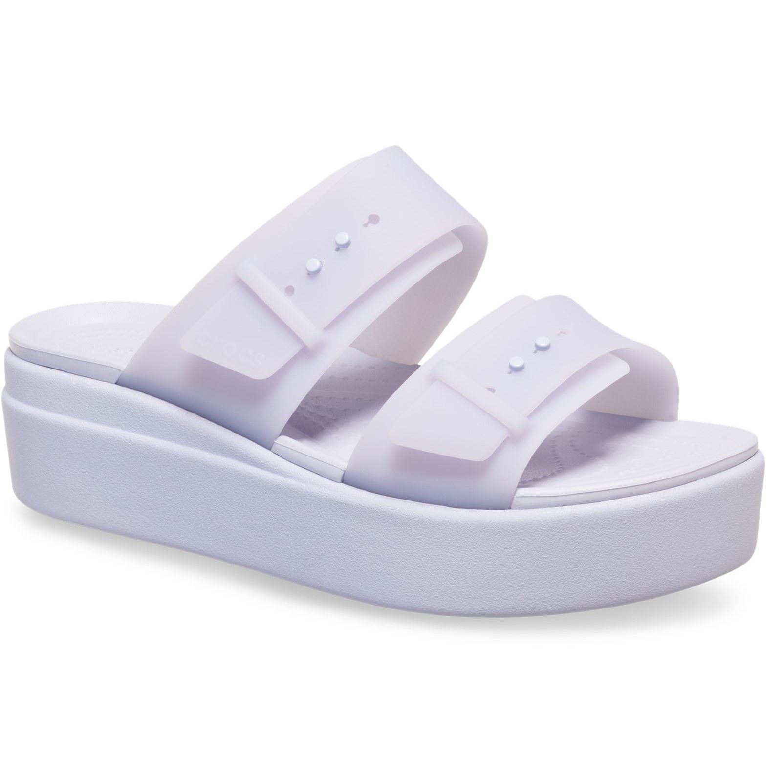 Crocs Brooklyn Buckle Low Wedge Damen Sandalen Lila Mond