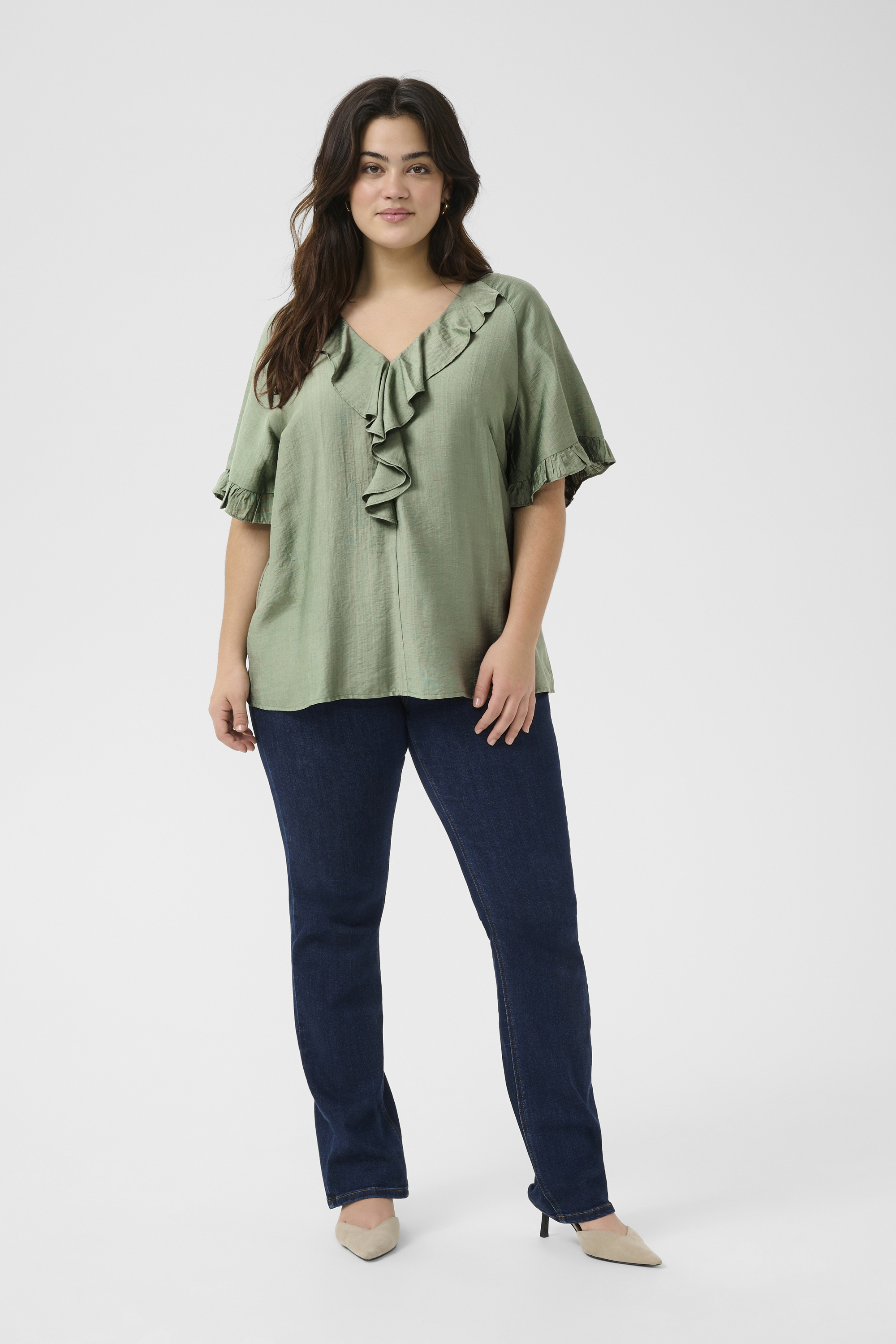 Kurzarm-Bluse Regular fit Oil Green Image