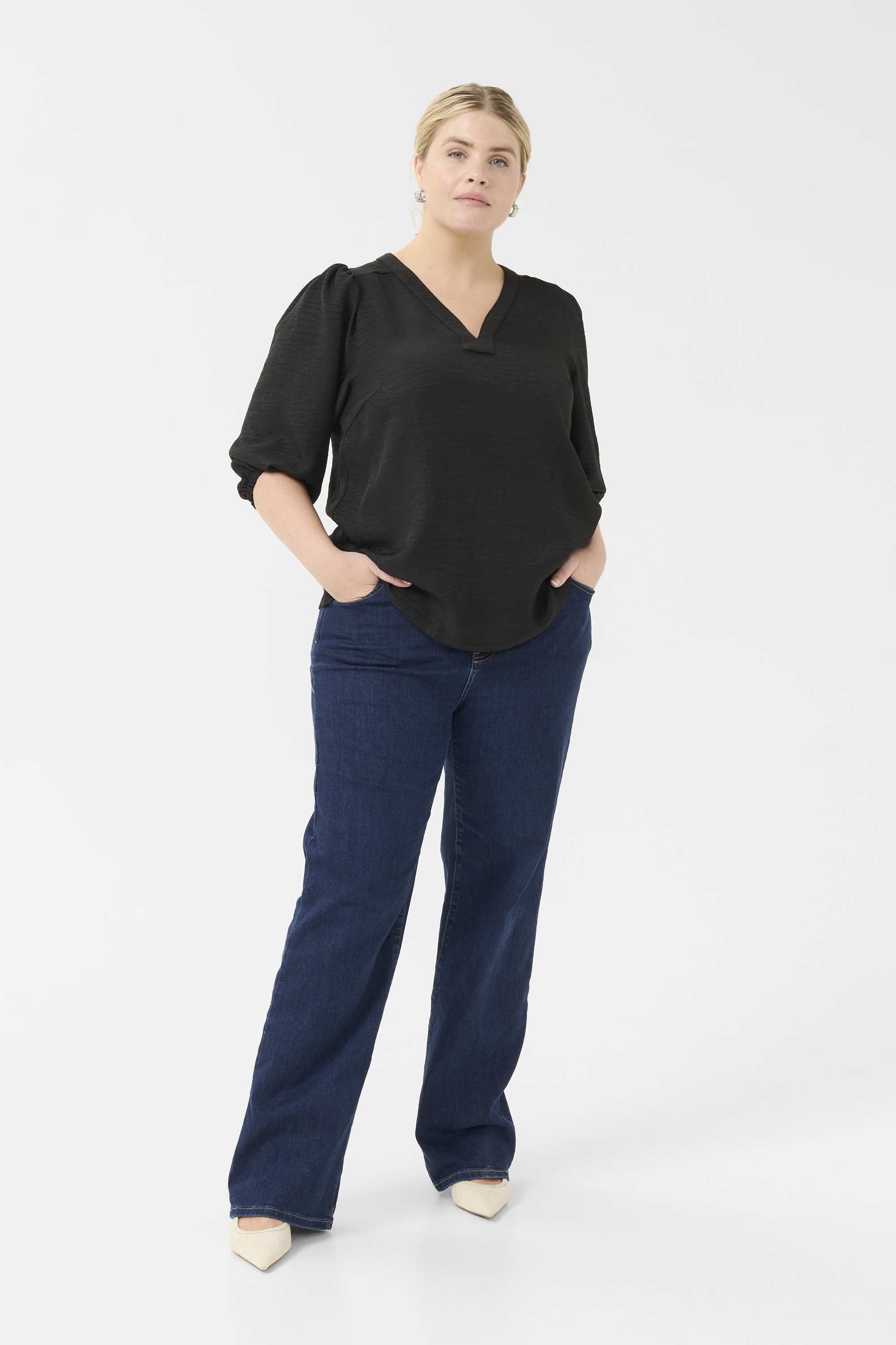 Langarm-Bluse Regular fit Black Image