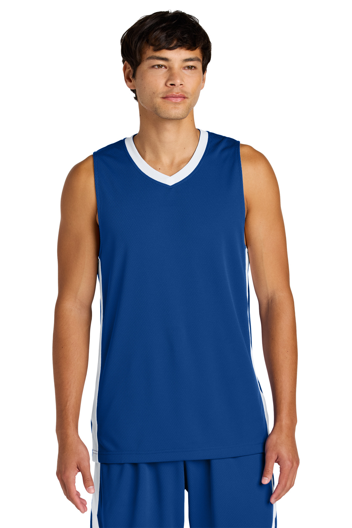 Sport-Tek ST900 Athletic Rival Basketball Rev Jersey T-Shirt in True Royal/White size 2XL | Polyester
