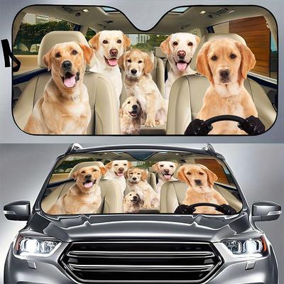 TEMU Labrador Retriever Car Sunshade, Labrador Retriever Car Decoration, Dog Lovers Gift, Windscreen Sun Shield For Car Window Sunshade Cover Foldable Uv Ray Reflector Image