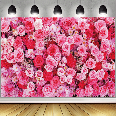 TEMU 1 Piece Of A 7x5 Foot Backdrop Featuring Pink And Red Rose Flowers, Photography On Valentine's Day, Baby Showers, Weddings, Birthday Celebrations, And Day. Ideal For Photo Booth Props. Image