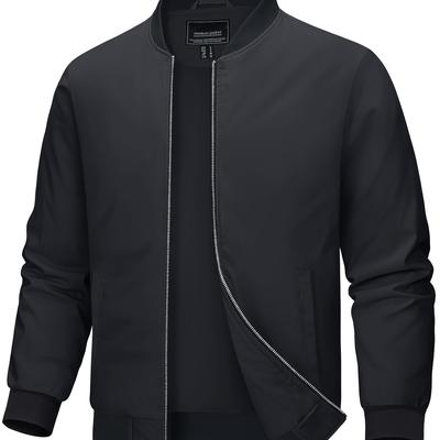 TEMU Men's Lightweight Full Zip Windbreaker Casual Stylish Baseball Jackets Multi-pockets Stand Collar For Outdoor Activities Golfing Running Golf Versatile Design Casual Jacket Image