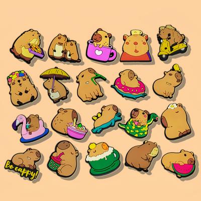 TEMU 20pcs Capybara Pvc Charm Set Shoe Charms, Cute Animal Sandal Decor, Removable Creative , Shoe , Party Favors, Suitable For Women And Adults Gifts Image