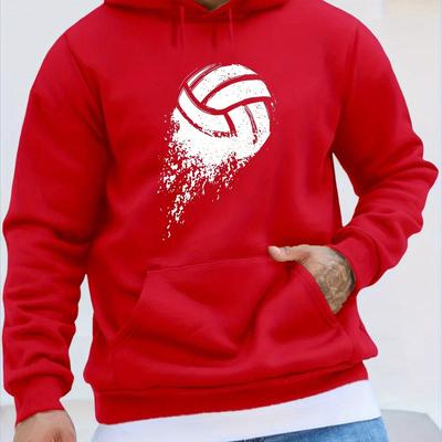 TEMU Volleyball Youth Autumn And Winter Plush Sweater Men's Clothing Hoodie Printed Top Men's Gift Image