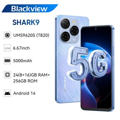 TEMU Blackview Shark 9 Mobile Phone 14, 5g Unlocked Smartphone, 6.67'' 90hz Screen, 8gb+256gb/2tb Memory, Up To 24gb, 5000mah/18w Battery, Core 2.7ghz/50mp+8mp/gps/fingerprint/otg/nfc Smartphone