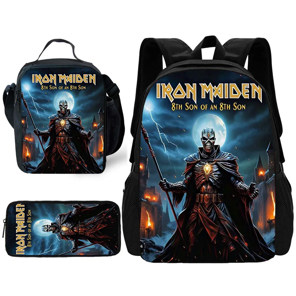 Sac à dos d'école pour enfants avec bande m-maidens en métal de dessin animé, sacs à déjeuner I-irons, sacs à crayons, sacs d'école pour garçons et filles, meilleur cadeau