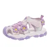 Blumensandalen für Mädchen, Sommer, Strand, niedlicher Druck, Freizeitschuhe für Kinder, klassische Outdoor-Clogs mit geschlossener Zehenpartie, 6 bis 12 Jahre