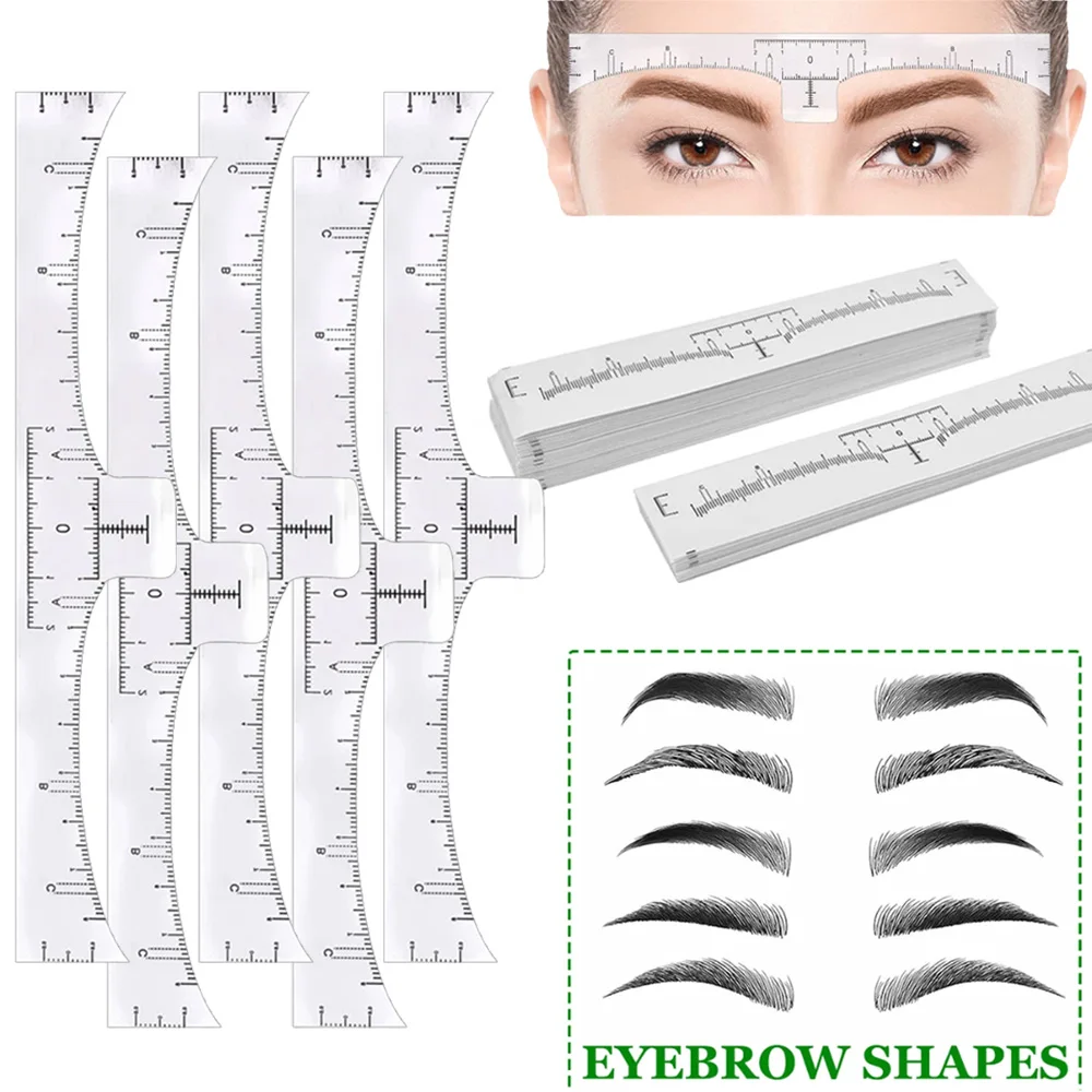 100/50/30/10 Stück Augenbrauen-Lineal-Aufkleber, selbstklebende Einweg-Augenbrauen-Messschablone für Microblading Permanent Makeup Tools Image